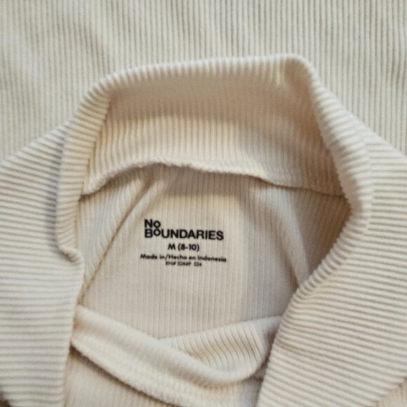 No Boundaries Mock Neck Ribbed Long Sleeve Top โ Cream / Ivory โ Size M (8-10) - Picture 4 of 8